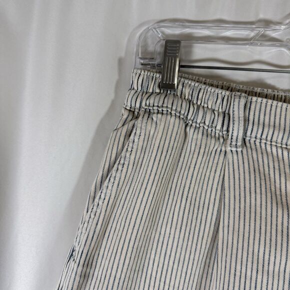 Aerie Chino Shorts Women's Small White Striped 7" Inseam Button Zip Cotton Blend - Picture 3 of 9